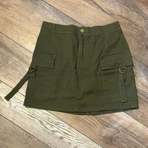 Olive Green Cargo Mini Skirt